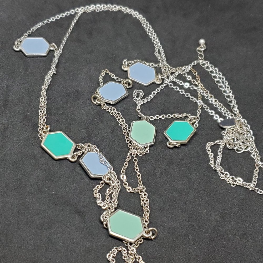 Charming Charlie Silver Tone Necklace Layered 38"